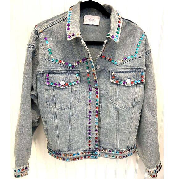 Blush Boutique Sequined Denim Jacket - Size Medium - Picture 1 of 5